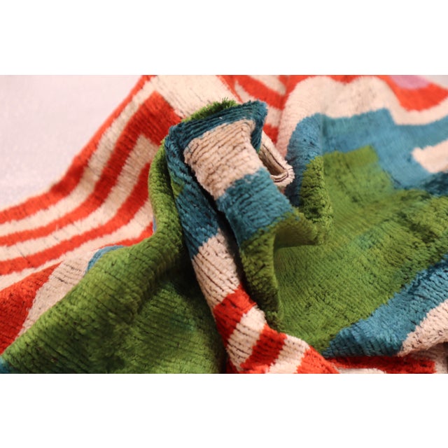 Contemporary Contemporary Luxury Green Bluish Velvet Throw Pillow & Down Insert For Sale - Image 3 of 9