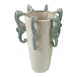 Vintage Italian Mid-Century Modern Seahorse Ceramic Vase For Sale