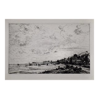 The Beach in Normandy, France, Near Bayeux: A 19th C. Etching by Maxime Lalanne, 1868 For Sale