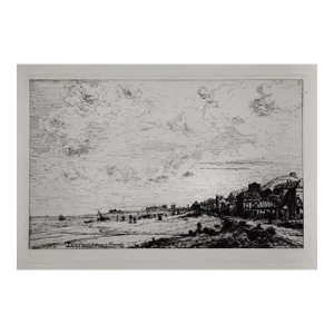 The Beach in Normandy, France, Near Bayeux: A 19th C. Etching by Maxime Lalanne, 1868