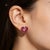 Traditional Late 20th Century 14K White Gold Ruby Diamond Designer Heart Stud Earrings, Pair For Sale - Image 3 of 3