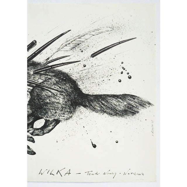 Abstract 1982 Polish Theater Poster, Usmiech Wilka (Wolf's Smile), Andrzej Pagowski For Sale - Image 3 of 5