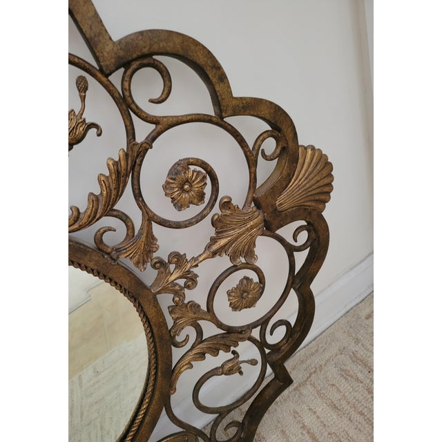 Traditional Maitland-Smith Monumental Gilt Iron Oval Mirror – 47" X 32" For Sale - Image 3 of 9