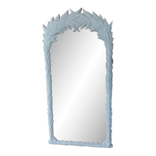 Vintage Newly Lacquered White Roche Style Palm Frond Leaves Leaf Wall Mirror For Sale