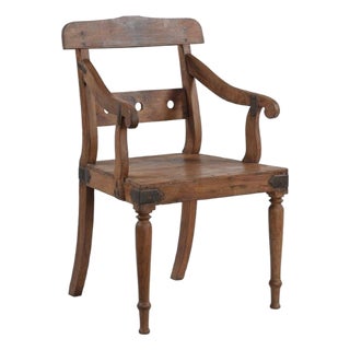 Vintage Anglo-Indian Teakwood Armchair For Sale
