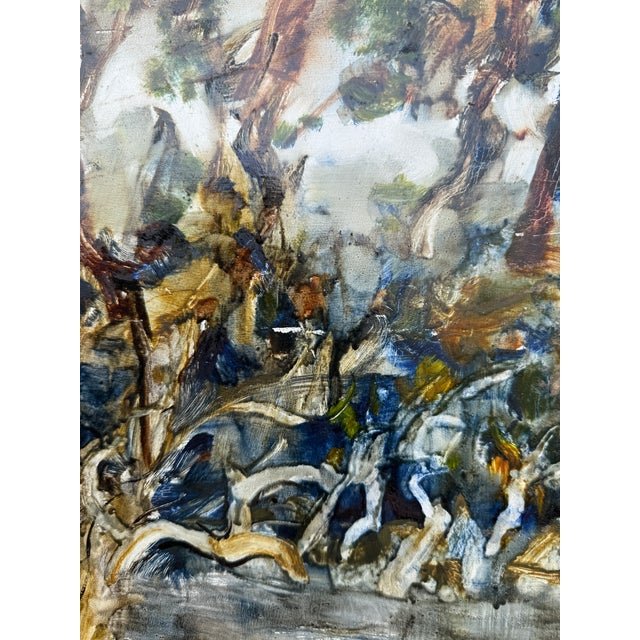 Large Oil on Cardboard Landscape Painting From 70's For Sale - Image 14 of 15