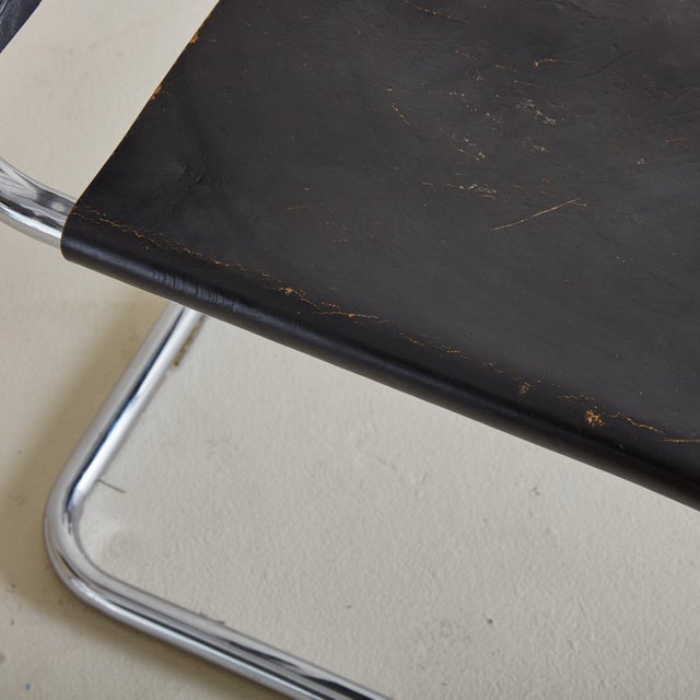 Modern ‘Mr10’ Black Leather Chair by Mies Van Der Rohe, Usa 1970s For Sale - Image 3 of 12