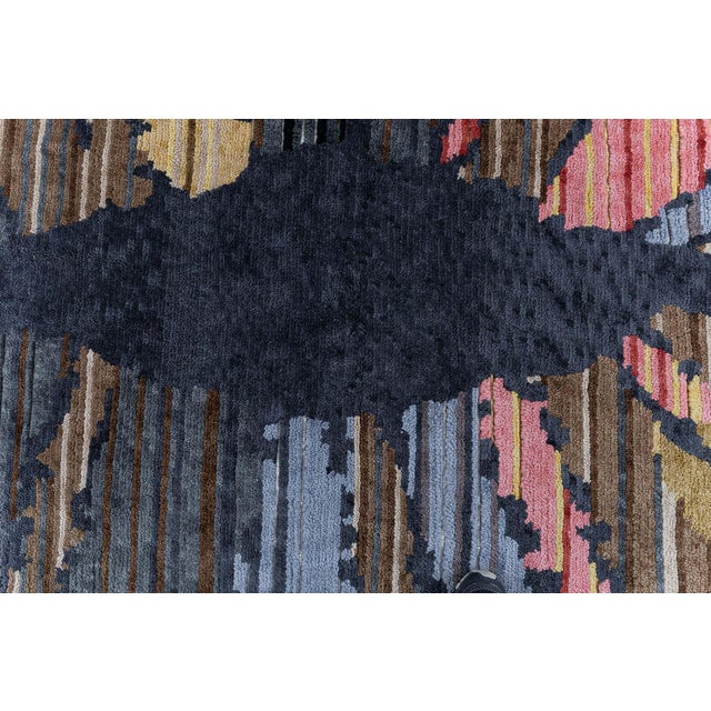 Contemporary Abstract Slate Gray Hand-Knotted Rug "Sauron" by Doris Leslie Blau For Sale - Image 4 of 7