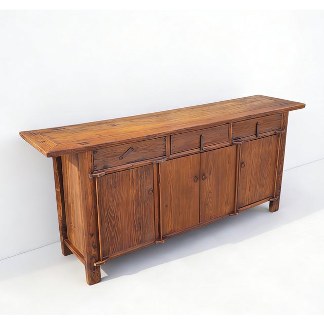 Chinese 19th Century Rustic Elm Buffet For Sale - Image 3 of 5