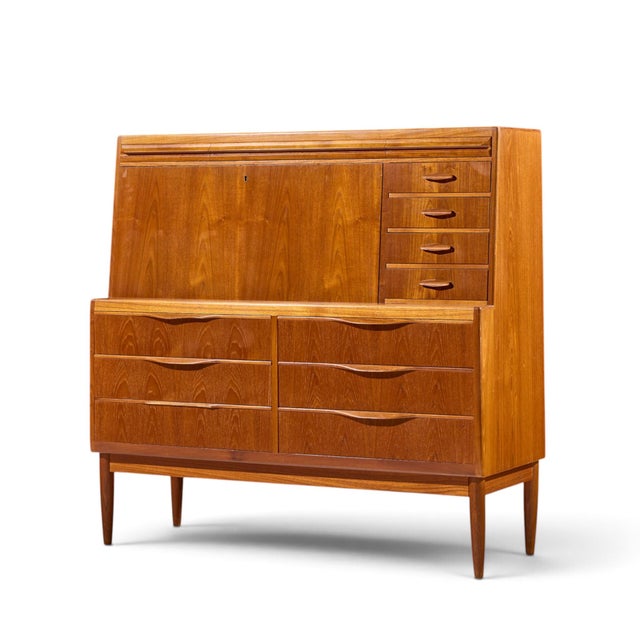 Mid-Century Modern Erling Torvits Mid Century Danish Teak Secretary Desk For Sale - Image 3 of 12