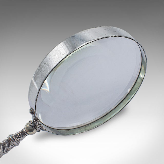 1900 - 1909 Antique Reader's Magnifying Glass, English, Silver Plate, Library Aid, Victorian For Sale - Image 5 of 10