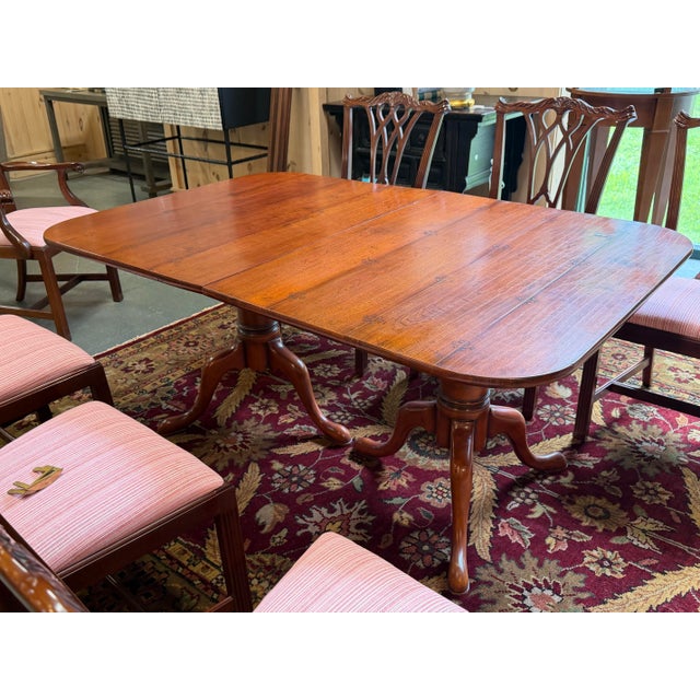 Late 20th Century Classic Solid Wood Double Pedestal Dining Table For Sale - Image 12 of 12