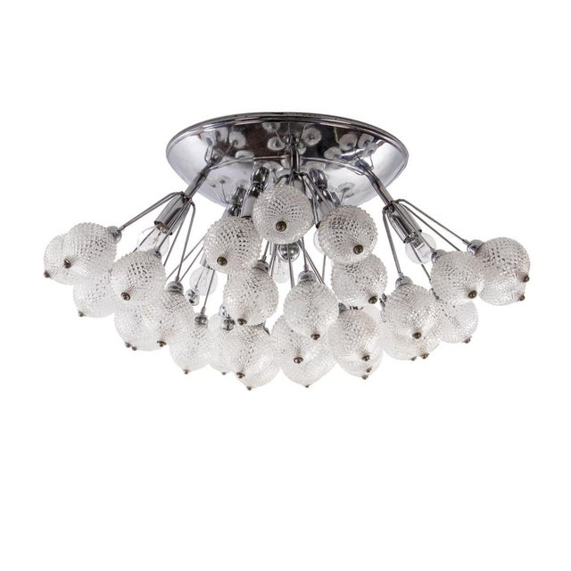 Large Italian Starburst Flush Mount Ceiling Lamp in Bubble Glass & Chrome, 1960s For Sale - Image 6 of 9