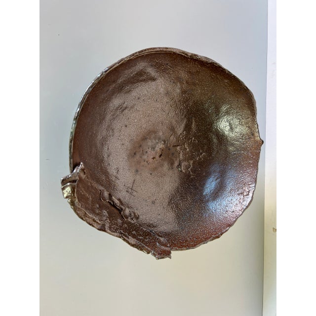 Brown Vintage Brown Glazed Abstract Pottery Bowl For Sale - Image 8 of 13