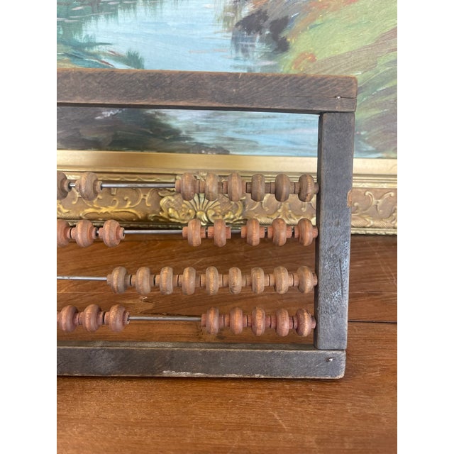 1930s Possibly Antique Primitive Wooden Abacus - Estimated Early 20th Century Educational Counting Tool. For Sale - Image 5 of 7