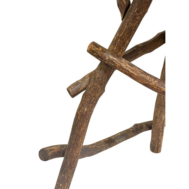 Ralph Lauren Antique Adirondack Twig Side Table With Natural Edge Top – Rustic Folk Art Cabin Style For Sale - Image 4 of 17
