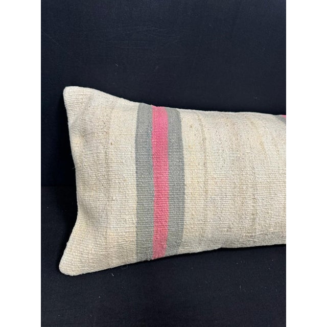 Turkish Hemp Pillow Cushion Natural Beige Gray Cushion Cover 14x40 #30482 Enhance your home decor with our Kilim Pillow...