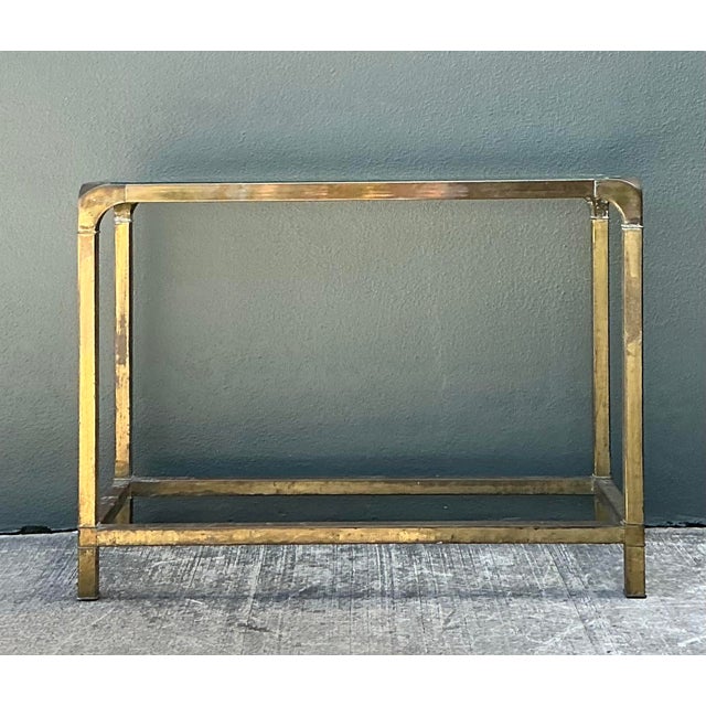 Mid-Century Modern Vintage Brass Console Table After Mastercraft For Sale - Image 3 of 12