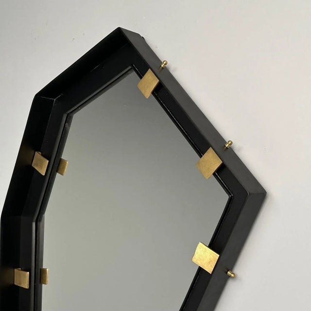 Metal Contemporary, Industrial Modern, Angular Wall Mirrors, Steel, Brass, 2020s For Sale - Image 7 of 12