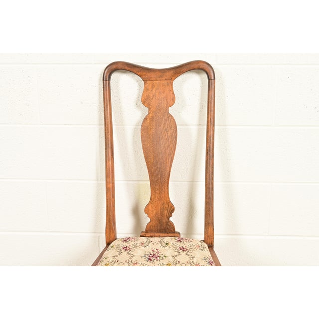 Baker Furniture Style Queen Anne Solid Oak Dining Chairs, Set of Four For Sale In South Bend - Image 6 of 11