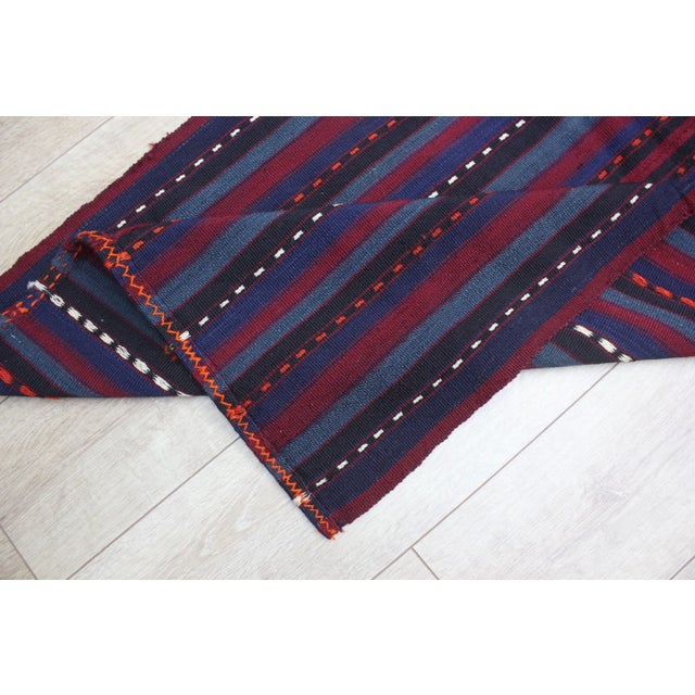 1980s Art Deco Burgundy Striped Runner Rug For Sale - Image 10 of 13