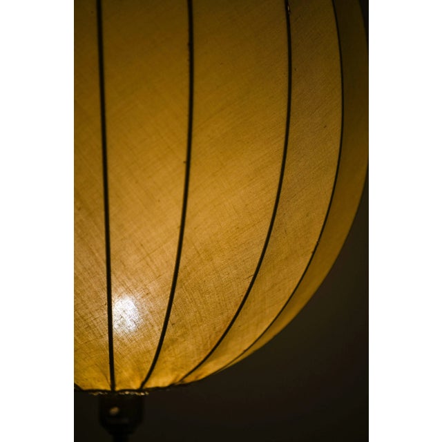 Metal Floor Lamp in Brass with Fabric Shade, 1950s For Sale - Image 7 of 9