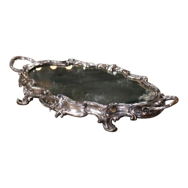 19th Century French Louis XV Silverplated Over Bronze Mirrored Plateau "Surtout" For Sale