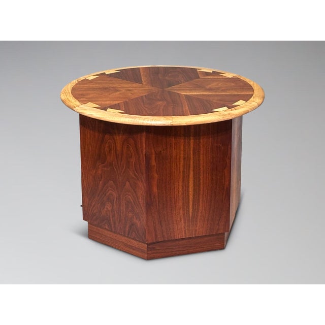 Restored Lane Acclaim Drum Table Round Hexagon Side End Table Storage Cabinet For Sale - Image 10 of 14