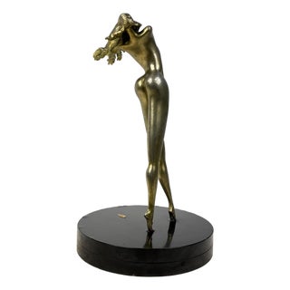 Walter Pugni, Fortune Sculpture, 1980s, Gold-Plated Bronze For Sale