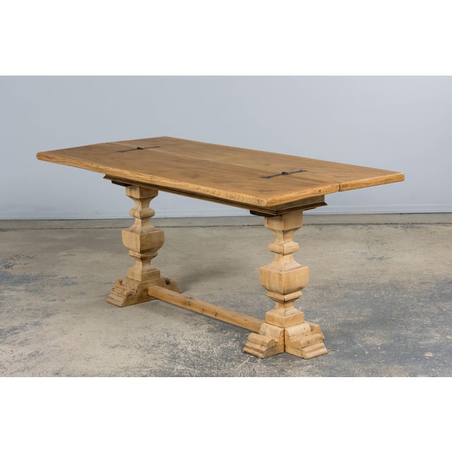 French Country Country French Louis XIII Style Bleached Mixed Wood Folding Table For Sale - Image 3 of 18