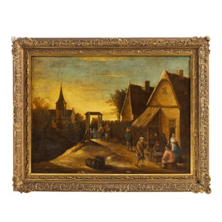 Dutch School Artist, Landscape with Figures, Oil on Canvas For Sale