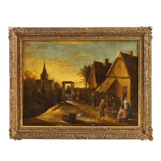 Dutch School Artist, Landscape with Figures, Oil on Canvas For Sale