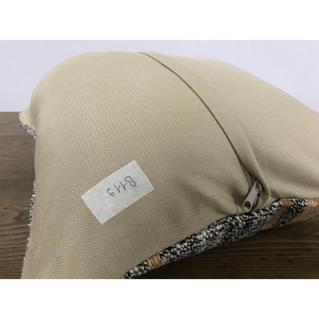 1960s Vintage Turkish Handmade Black White and Peach Kilim Pillow Cover For Sale - Image 5 of 6