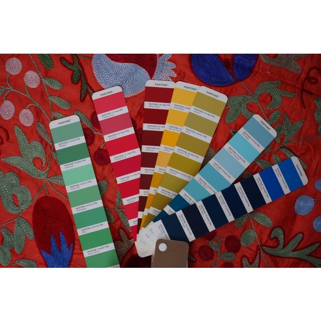 Red Uzbek Suzani Embroidered Wall Hanging – Pomegranate, Bird & Horse Boho Textile 3'4'' X 6'2'' For Sale - Image 12 of 12