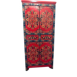 Hand-Painted Tibetan Console Armoire For Sale