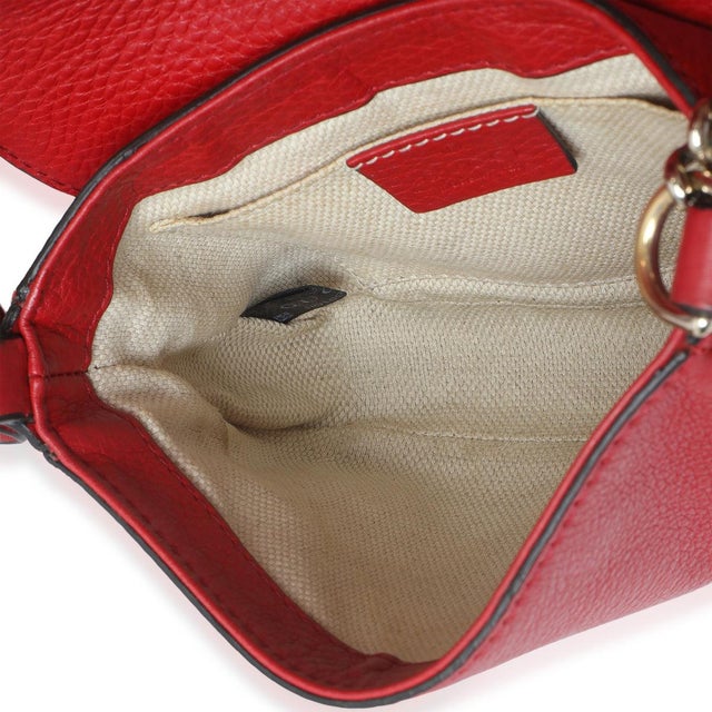 Red Pebbled Calfskin Interlocking G Small Soho Flap Bag For Sale - Image 9 of 9