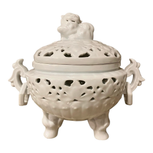 Tripod Censer, White Glazed Porcelain, Late 19th Century Chinese