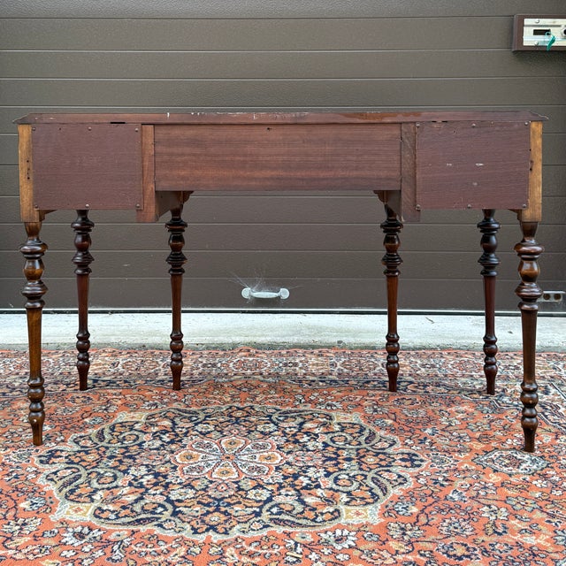 Early 20th Century Hepplewhite Mahogany 2 Drawer Writing Desk or Vanity For Sale - Image 9 of 18