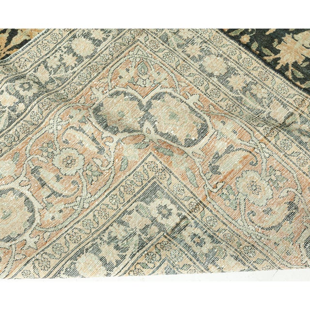 Apricot Antique Persian Kirman Botanic Handmade Wool Carpet For Sale - Image 8 of 10