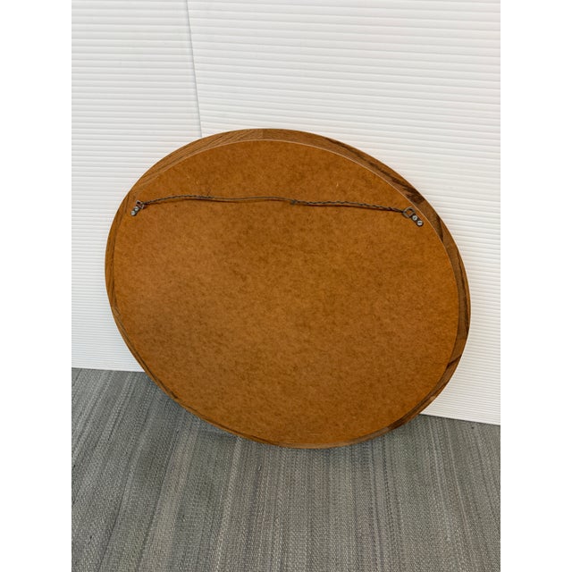 Vintage Round Oak Framed Wall Mirror For Sale - Image 12 of 12