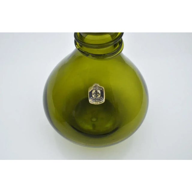 1960s Green Decanter or Vase with Attached Glass Wire by Jacob E. Bang for Holmegaard, Denmark, Set of 2 For Sale - Image 5 of 13