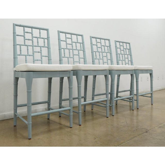 Chippendale Faux Bamboo Chippendale Bar Stools (Set of 4) For Sale - Image 3 of 18