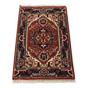Heriz Rug 2’1” X 3’1” Red Wool Traditional Hand-Knotted Oriental Carpet