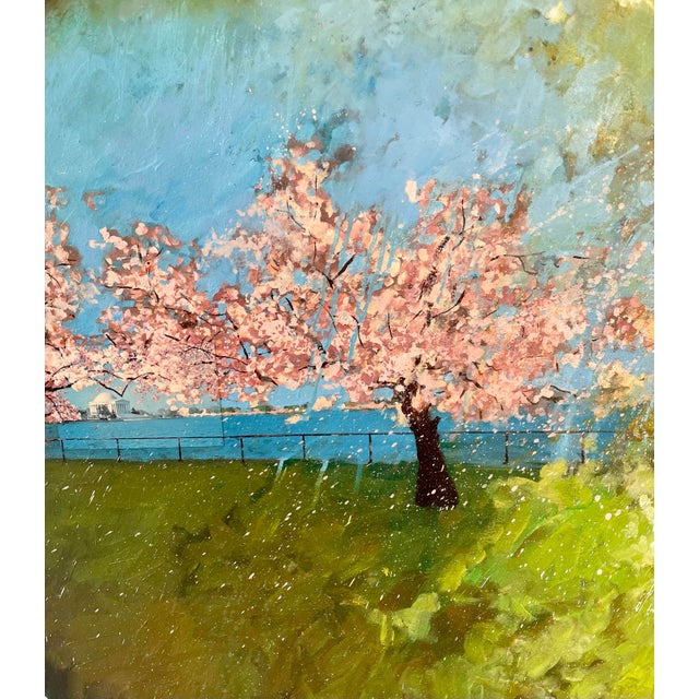 Figurative Jacques Halbert Oil Painting “Cherry Blossoms/Pear” With Jefferson Monument Collage For Sale - Image 3 of 8