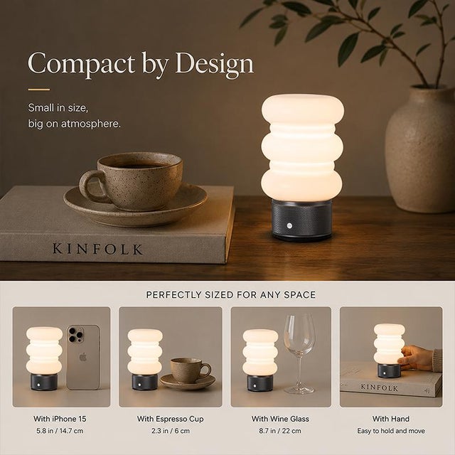 Aloadecor Modern Small Opal Glass Cordless Rechargeable Table Lamp 3-Level Dimmable Led Bedside Lamp For Sale In Houston - Image 6 of 11