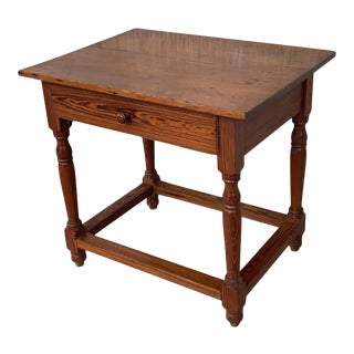 Spanish Pine Farmhouse Side Table With Drawer For Sale