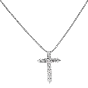 1.5 Carat Diamond 14k White Platinum Gold Cross Necklace