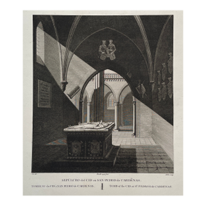 1822 Tomb of El Cid Antique Engraving