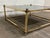 Hollywood Regency Vintage Maison Jansen Style Hollywood Regency Smoke Glass Top Brass Coffee Table For Sale - Image 3 of 7