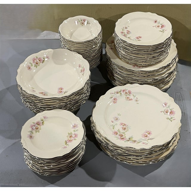 Vintage Homer Laughlin Moss Rose Dinnerware Set - Pattern Jj59 - 50 Pieces For Sale - Image 14 of 14